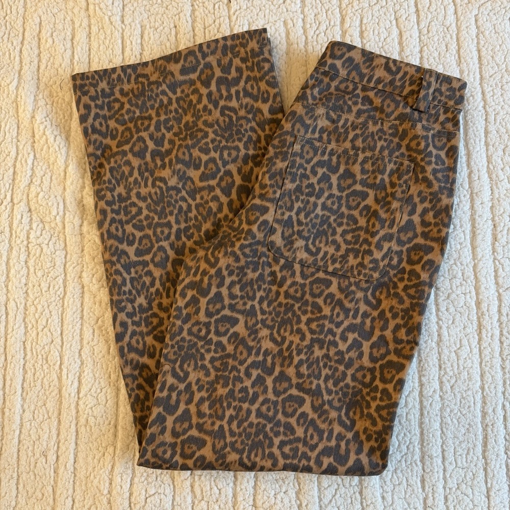 NOISY MAY‎ Women's Brown Leopard Print Straight Leg Jeans Pants Medium - Picture 12 of 12